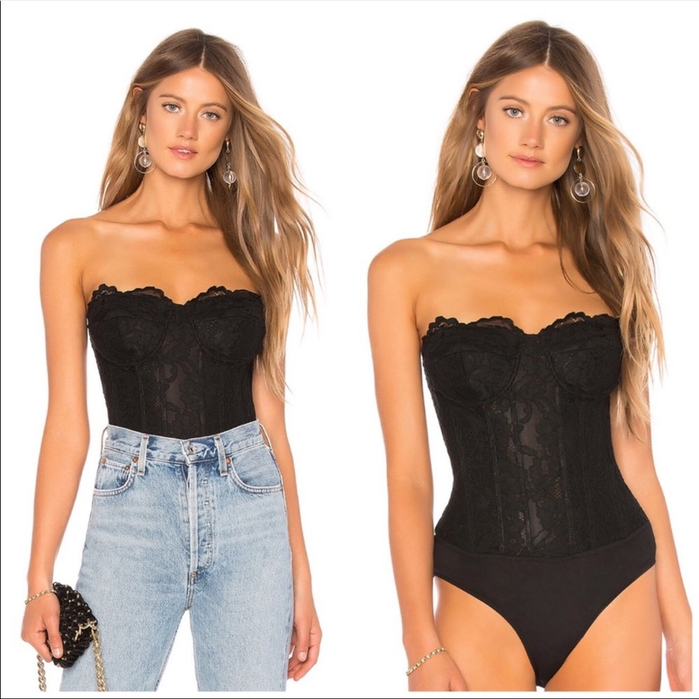 NWT Bardot Revolve Oskar Black Lace Corset Top
